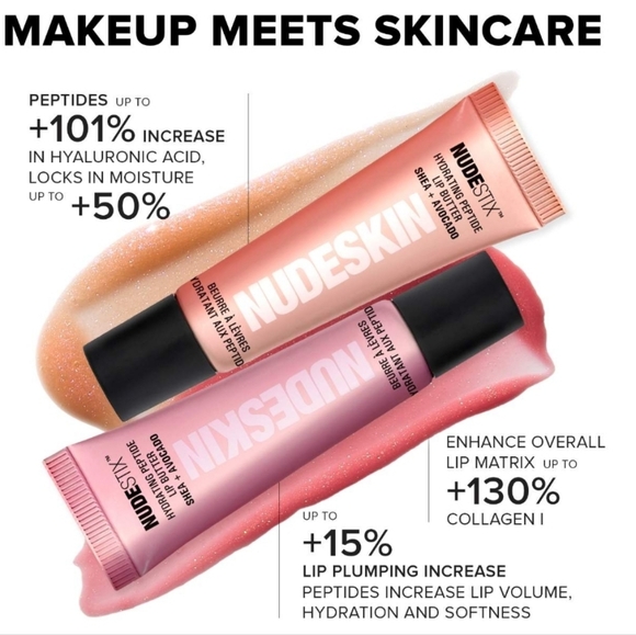 Nudestix Hydrating Peptide Lip Butter Duo Set, Full Size, NIB - Picture 7 of 9